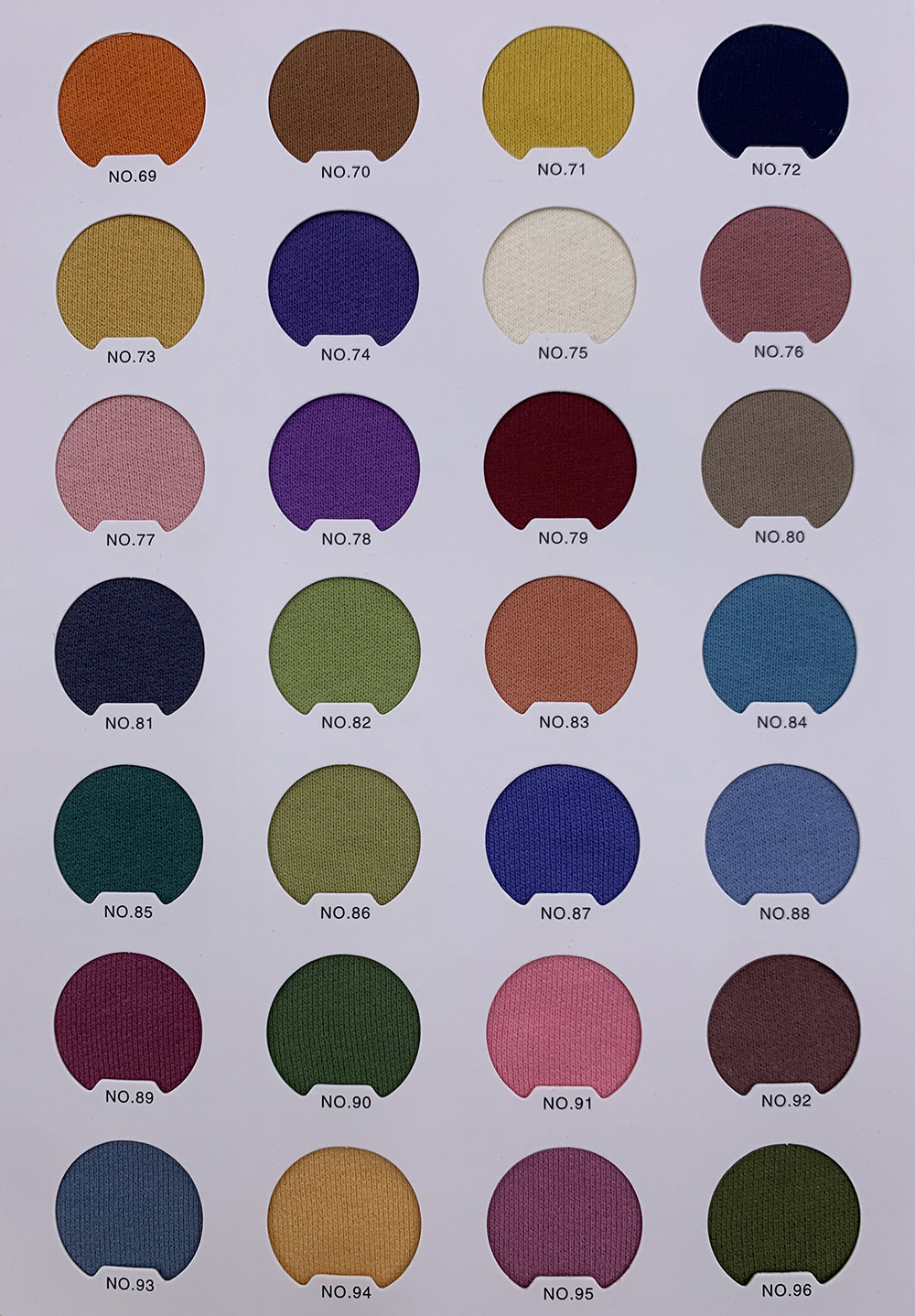 100% cotton nano fleece 360G color card 4