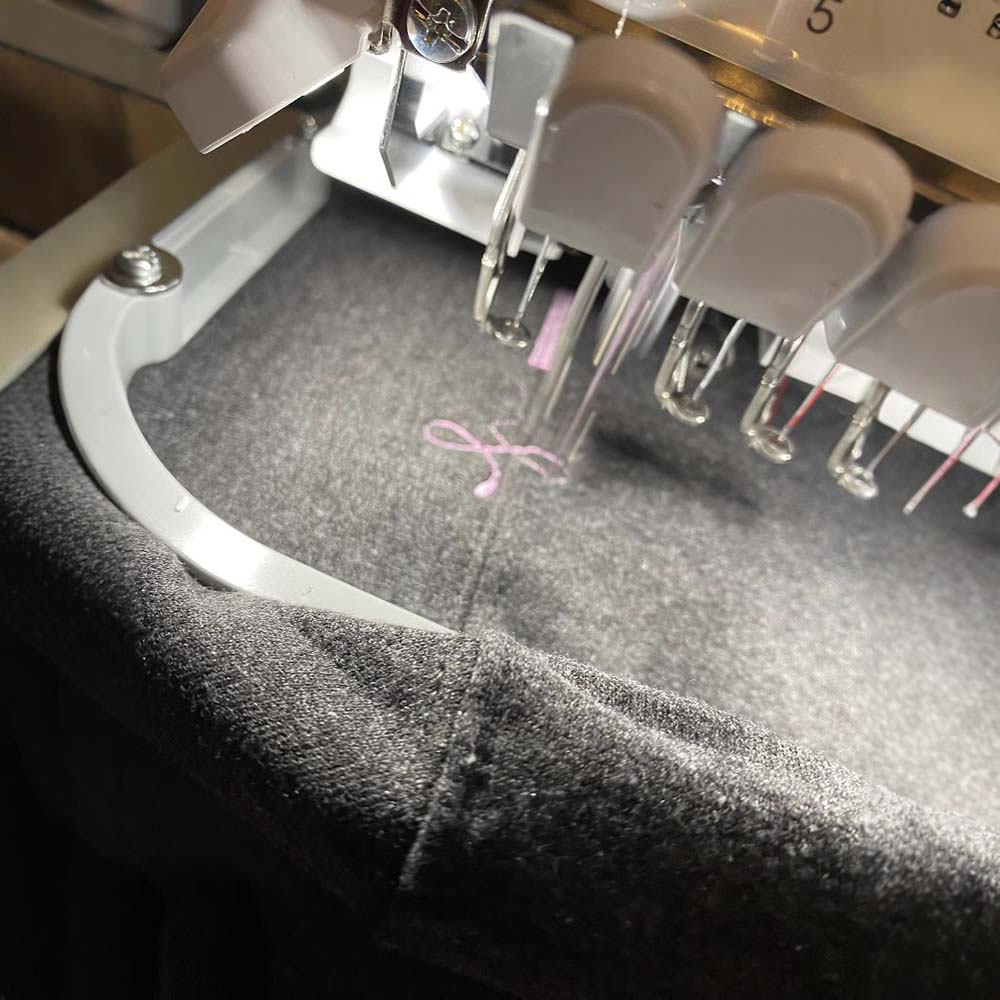 Garment embroidery printing machine in operation
