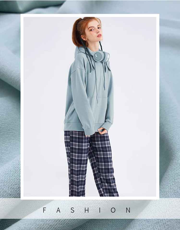 model wearing a hoodie made of French terry