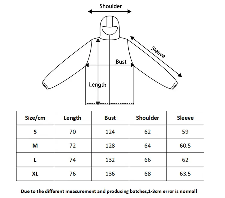 Screen-Printed Hoodie Size Chart