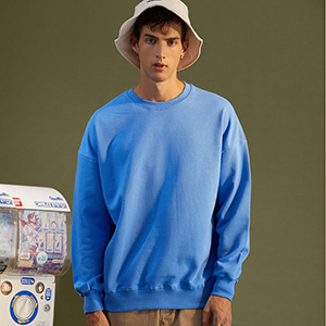 Blue Crew Neck 100% Cotton Sweatshirt