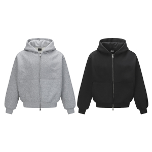 Custom 600GSM heavyweight zip-up hoodie