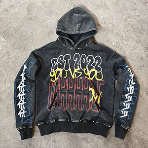 Custom Retro Print French Terry Hoodie