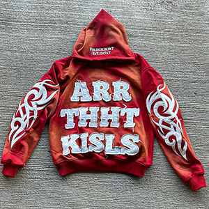Letter-embellished loose-fitting hoodie