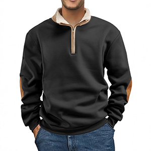 Retro Patchwork Half-Zip Sweatshirt
