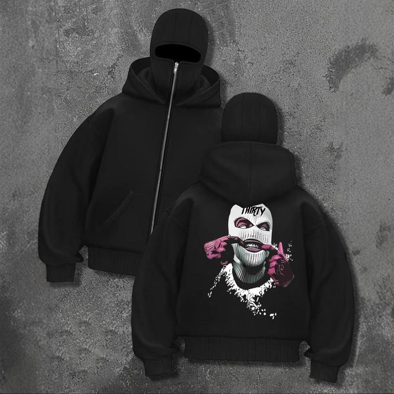 Ninja balaclava hoodie printig