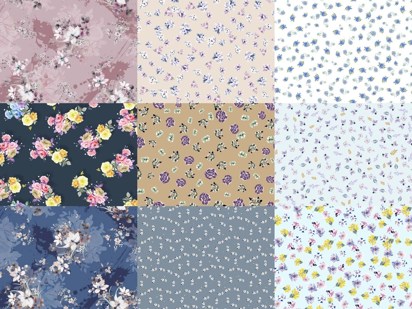 Digital-printed fabric with a floral pattern
