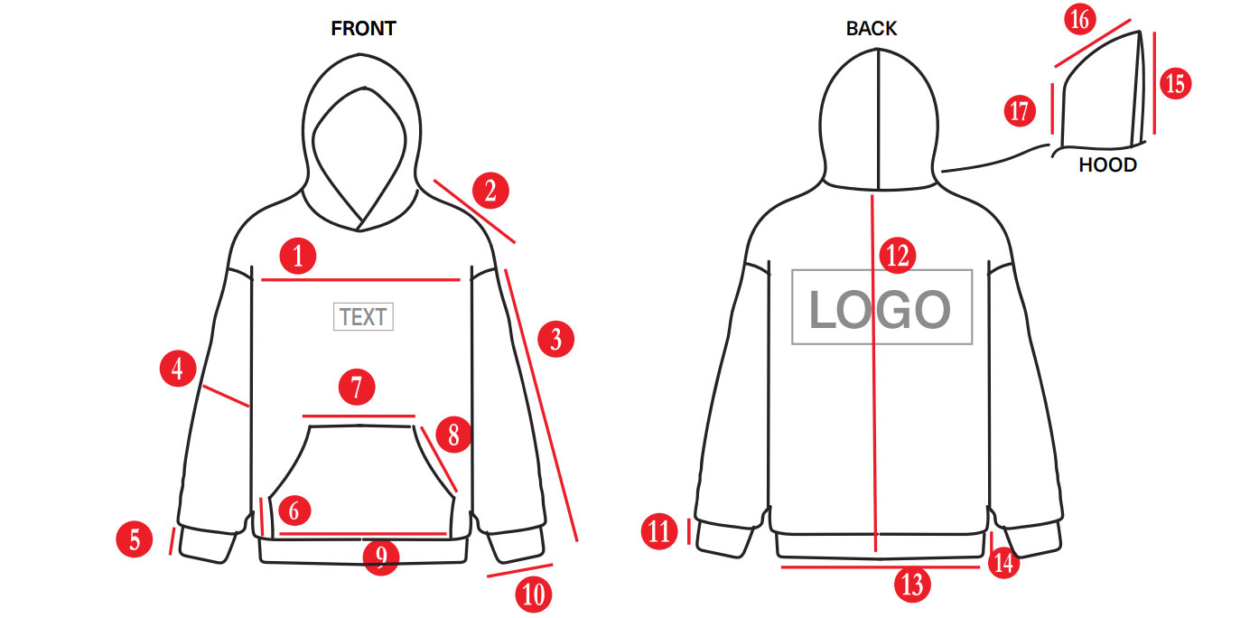 Size Chart for Hoodies Based on European and American Sizing Standards